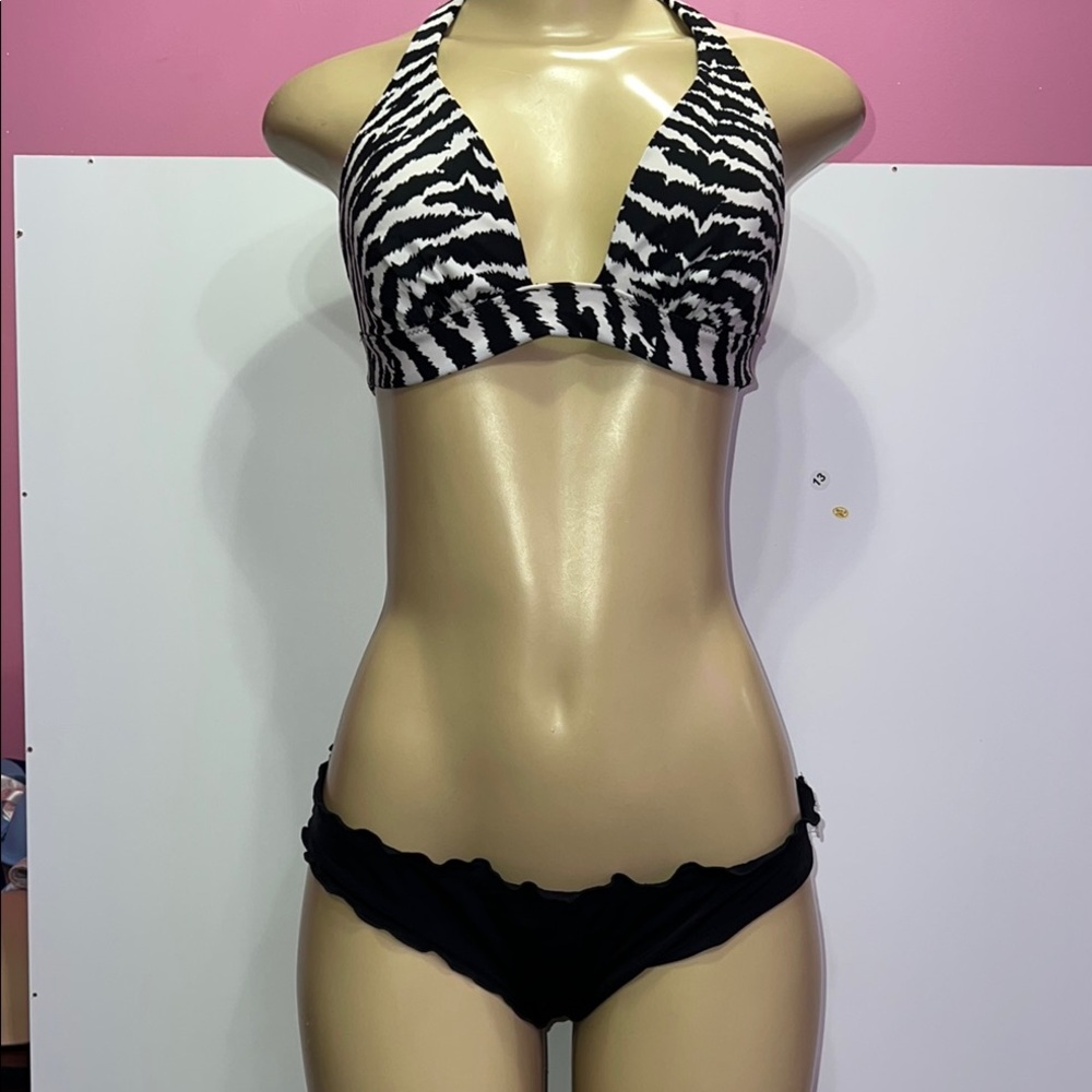 Victoria's‎ Secret Black and White Zebra Bikini zs M